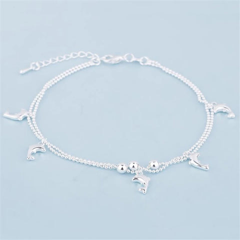 KOFSAC Fashion 925 Sterling Silver Anklets For Women Cute Dolphin Ankle Chain Foot Jewelry Girl Birthday Party Accessories Gifts