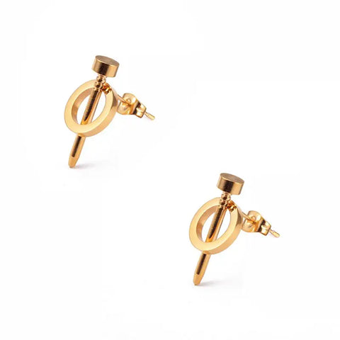 Stainless Steel Woman Nail Stud Earrings Gold Color Charming Earring Simple Female Silver Color Wedding Engagement Jewelry