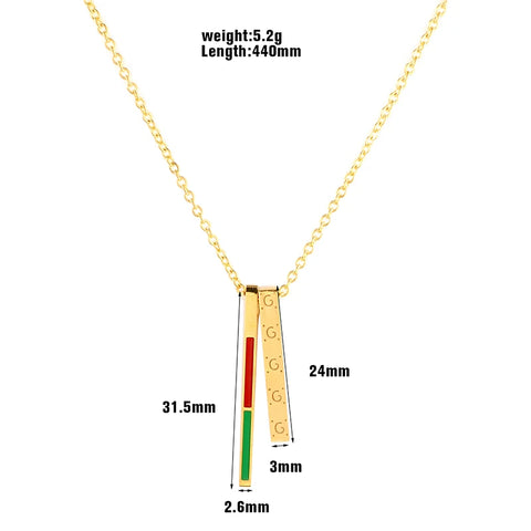 Stainless Steel 2 Bar Pendant Necklace Gold Color Stick Pendant Necklace For Woman Party Jewelry Gift