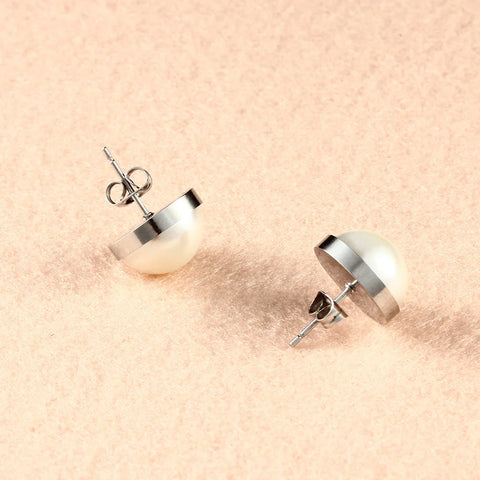 Stainless Steel Pearl Earrings For Women Jewelry Small Stud Earrings Fashion Jewellery Wholesale