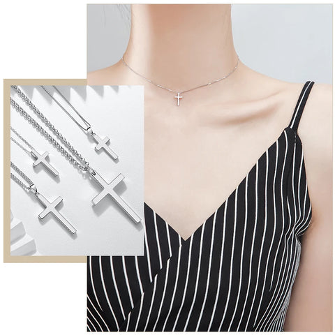 Vnox Simple Stainless Steel Cross Pendant Necklaces for Women, Prayer Religious Choker Collar Christian Gift Jewelry