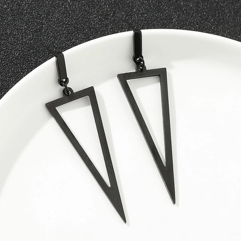 New Inverted Triangle Stud Earrings Stainless Steel Black Silver Gold Color Drop Earrings Simple Banquet Jewelry Gifts For Women