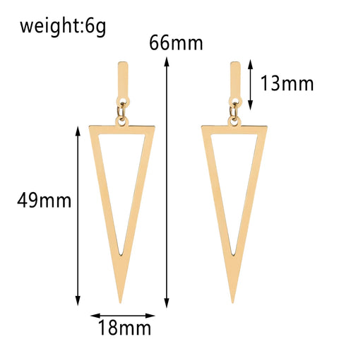 New Inverted Triangle Stud Earrings Stainless Steel Black Silver Gold Color Drop Earrings Simple Banquet Jewelry Gifts For Women