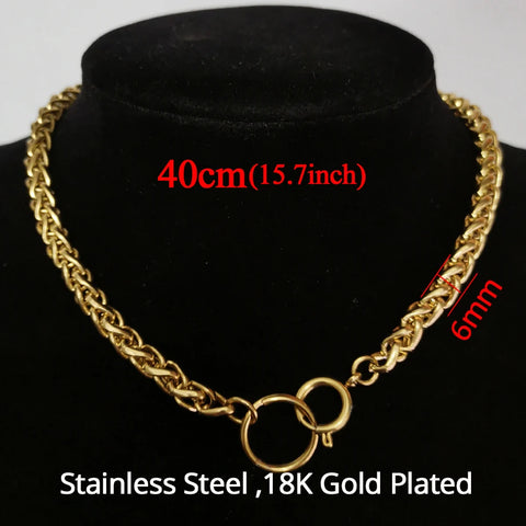 Punk Miami Cuban Chokers For Women Neck Hip Hop Jewelry 2020 Trendy Gold Color Stainless Steel Thick Chain Circle Necklace