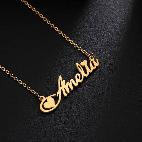 Skyrim Stainless Steel Customized Name Necklace Personalized Nameplate Pendant Choker Neck Chains Jewelry Gift for Women Girls