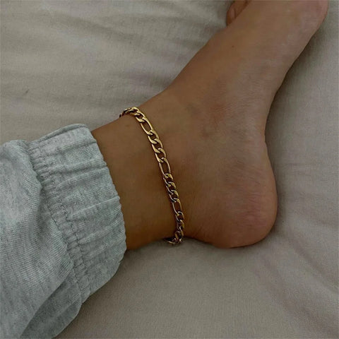 JUJIE 316L Stainless Steel Franco Chain Anklet For Women/Men Hip Hop Cuban Link Foot Bracelet Jewelry Dropshipping/Wholesale