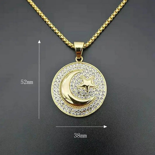 316 stainless steel pendant      Muslim pendant      Islamic Star and Moon Flag Pendant