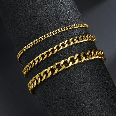 High Quality Stainless Steel Bracelets For Men Women Black Punk Curb Cuban Link Chain Bracelets On the Hand Jewelry Gifts trend