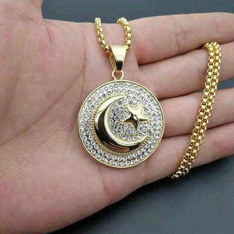 316 stainless steel pendant      Muslim pendant      Islamic Star and Moon Flag Pendant