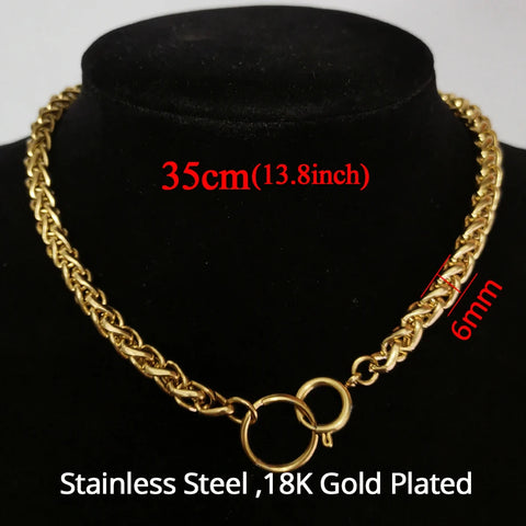 Punk Miami Cuban Chokers For Women Neck Hip Hop Jewelry 2020 Trendy Gold Color Stainless Steel Thick Chain Circle Necklace