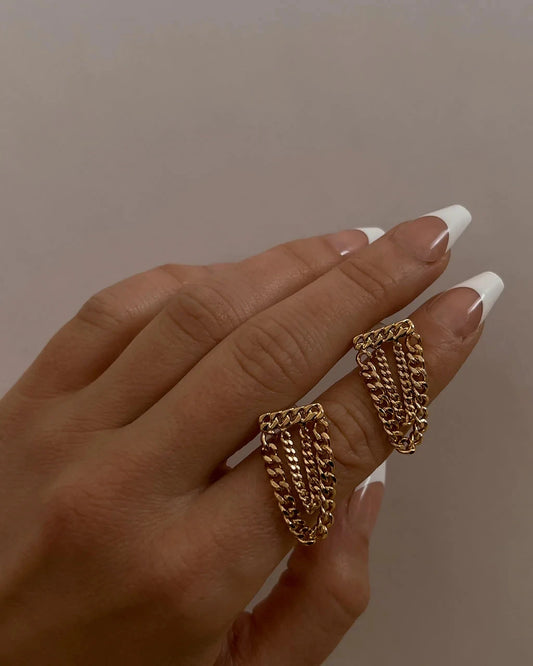 Uworld Fashion PVD Gold Plated Chain Tassel Chic Drop Dangle Earring 2023 Trend Hypo-Allergenic Stainless Steel Jewelry