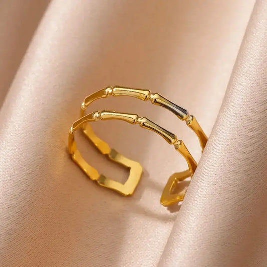 New Minimalist Thin Bamboo Rings For Women Stainless Steel Gold Color Waterproof Female Ring Jewelry Accesorios anillos mujer