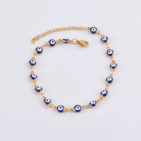 Blue Red Evil Eye Bracelet Stainless Steel Bead Lucky Turkish eye Jewelry For Women Simple Adjustable