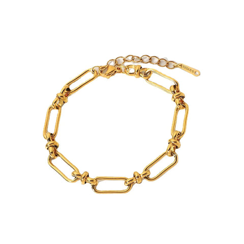 Stainless Steel PVD 18K Gold Plated Tarnish Waterproof Knot Chian Bracelet  For Woman Jewelry Wholesale Trendy