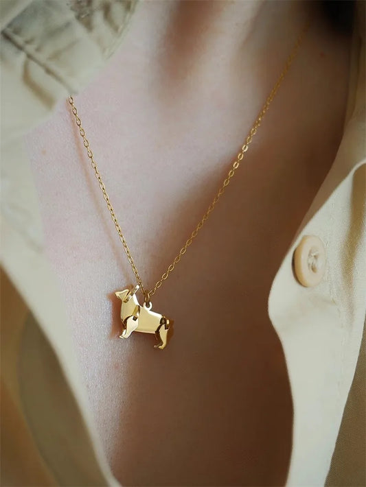 Peri'sbox 2024 New Fashion Building Block Cats Dogs Pendant Necklace for Women 316L Stainless Steel Clavicle Chain Daily Jewelry