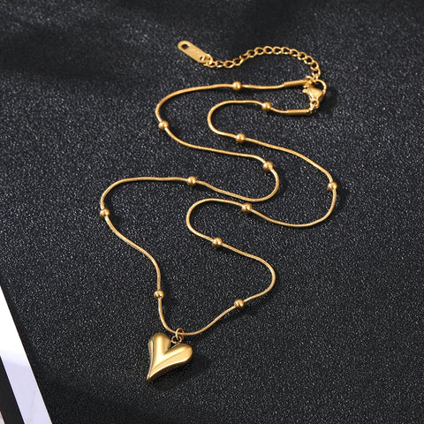 IPARAM 316L Stainless Steel Gold Color Heart Pendant Necklace For Women New Trend Girls Clavicle Chain Jewelry Festive Gifts