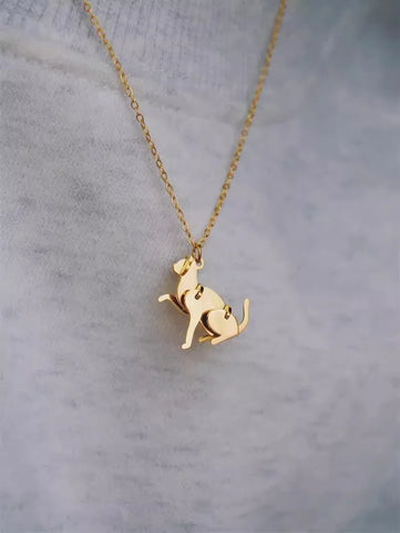 Peri'sbox 2024 New Fashion Building Block Cats Dogs Pendant Necklace for Women 316L Stainless Steel Clavicle Chain Daily Jewelry