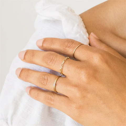 14K Gold Filled Sparkle Stacking Ring Minimalism Jewelry Knuckle Ring Hypoallergenic Jewelry Tarnish Resistant Rings