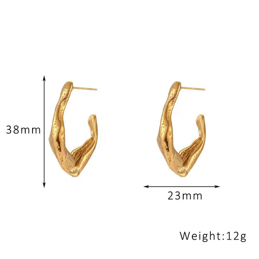 Stainless Steel Hook Stud Earring for Woman Gold Color Retro Irregular Earrings Waterproof Jewelry Wholesale Dropshipping