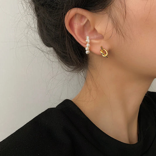 Korean Fashion Stainless Steel Earrings For Women 2023 Trending Gold Color Simple Knot Earrings Ladies Kpop Accessories