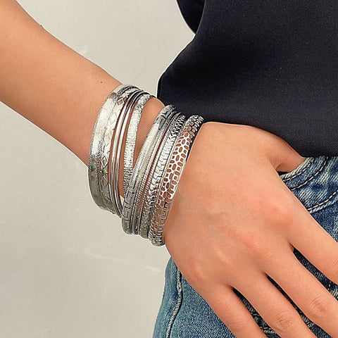 Fashion Stainless Steel Bracelets for Women Men Twist Texture Bangles Gold Silver Color Jewelry Statement Streetwear Goth Gifts