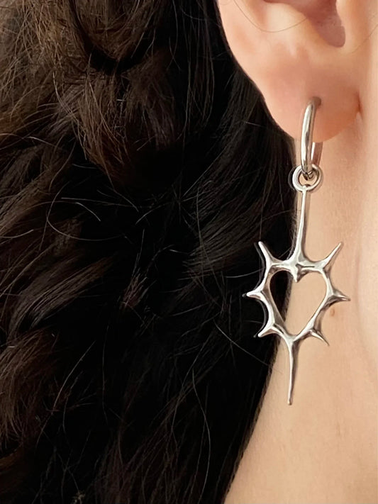 Punk Stainless Steel Spiral Vortex Star Earrings Cool Charms Black 8 Hoop Earrings Women Men Goth Y2K Accessories Grunge Jewelry