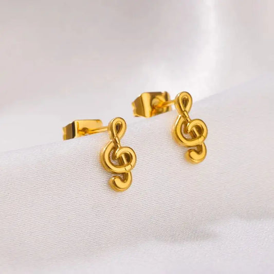 Stainless Steel Musical Note Earrings For Women Geometric Earring Waterproof Vintage Trend Wedding Fashion Jewelry Gift aretes