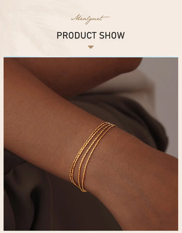 Stainless Steel Bracelet, New Style Thin Link Multilyer Chain Bracelet for Women, Lightweight Jewelry Daily Wear