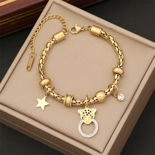 316L Stainless Steel New The Most Fashionable Fine Jewelry 12 Different Styles Multiple Elements Charm Chain Bracelets For Women