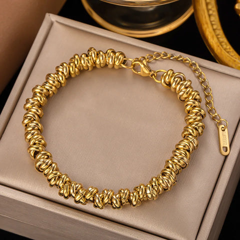 OIMG 316L Stainless Steel Gold Color Fashion Coarse Chain Bangle Bracelet For Women Exquisite Wrist Jewelry Gift Dropshipping