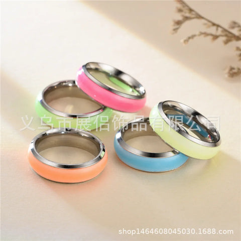 Titanium Steel Ring Jewelry Wholesale Luminous Ring Fluorescent Stainless Steel New Jewelry Stainless Steel Ring