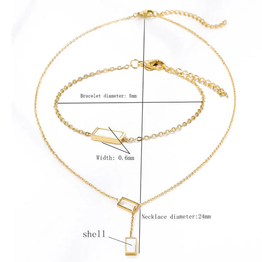 Stainless Steel Necklaces Light Luxury Elegant Delicate Geometry Pendant Charm Chain Korean Fashion Necklace For Women