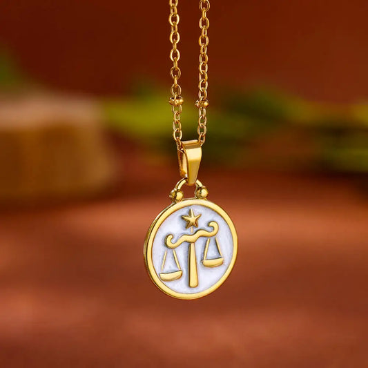 12 Zodiac Sign Necklaces for Women Aries Libra Gemini Pendant Necklace Gold Color Constellations Stainless Steel Jewelry collar