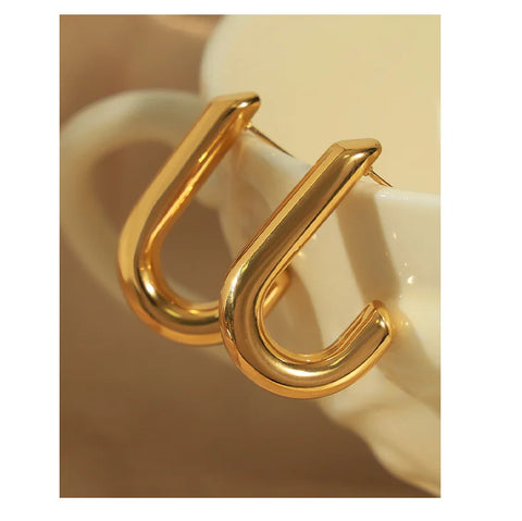 Stainless Steel Chunky Ear Cuff Earrings Classic C-Shape Stacking Drop Earrings For Women Jewelry Gifts