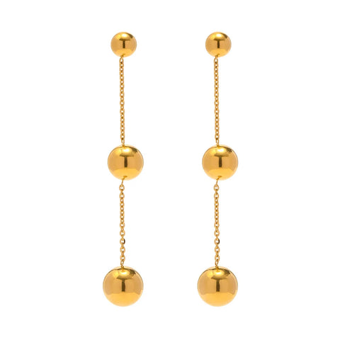 316L Stainless Steel Gold Color Ball Beads Pendant Earrings For Women Girl High Quality Non-fading Jewelry Gift Party