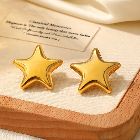 Stainless Steel Earrings Fresh Exquisite Star Stud Super Fairy Sparkling Earrings For Women Jewelry Ornate Texture Best Friend