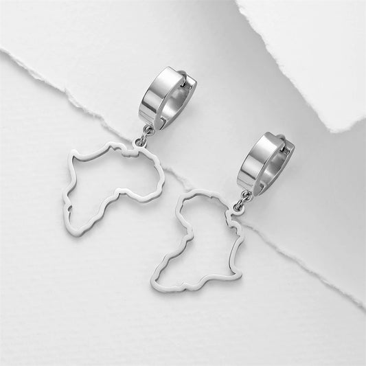 Amaxer Stainless Steel Earrings Africa Map Fashion Drop Earrings Hollow Country Map For Women Girl Jewelry Ethnic Gifts