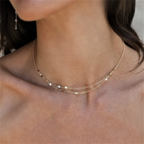 14K Gold Filled Stacking Chain Choker Necklace Dainty Gold Chain Necklace Tarnish Resistant Jewelry Boho Necklace for Women