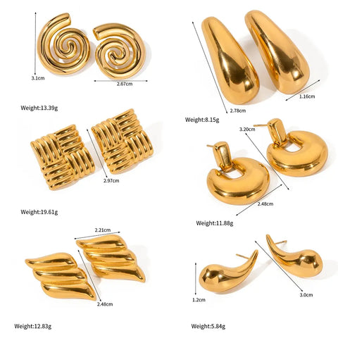 Fashion Stainless Steel Gold Plated Girls Simple Unique Textured Cube Geometric Stud Earring Waterproof High Quality Jewelry