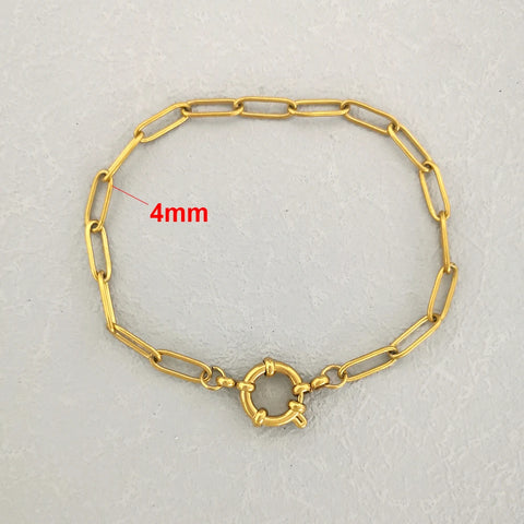 QMHJE Stainless Steel Bracelet Anklet Women Men Anchor Clasp Beads Chain Sailor Wheel Geometric Link Basic DIY Gold Silver Color