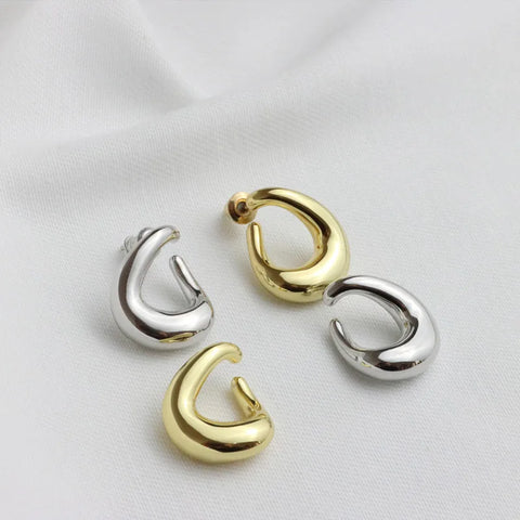 Vintage Two Tone Metal Stainless Steel Drop Earrings For Women Geometric Irregular Round Earrings Party Jewelry