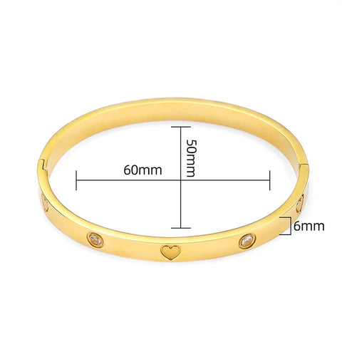 CARLIDANA New Fashion Luxury Crystal Bangle Bracelets for Women Gift No Tarnish Golden Stainless Steel Bracelet Jewelry Original