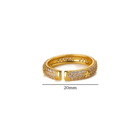 Luxury Zircon Geometric Rings For Women Gold Color Stainless Steel Adjustable Couple Ring Wedding Aesthetic Fashion Jewlery Gift