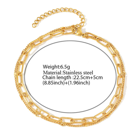 Stainless Stee Anklets Simplicity Geometric Hollow Layer Chain Korean Fashion Anklet For Women Jewelry Non-fading High-quality