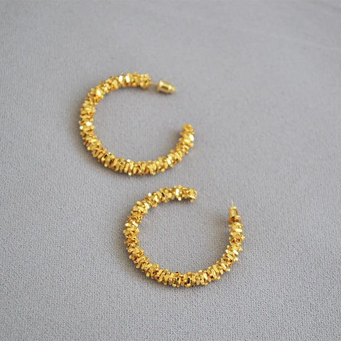 WT-E716 Amazing Soft Yellow Brass 18K Real Gold Plated Resist Tarnishable C Shape Earrings Big Crescent Horn INS Style