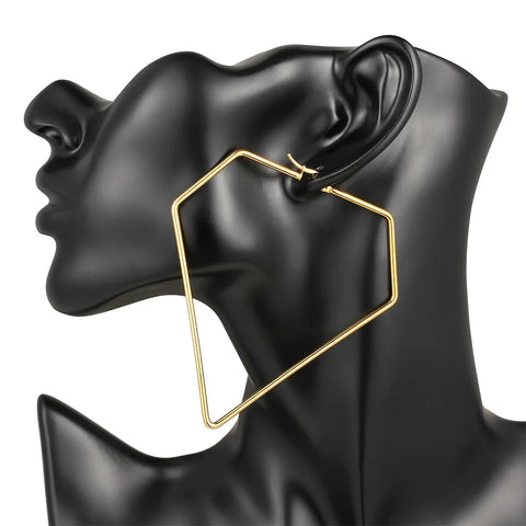 Big Stainless Steel Geometric Hoop Earrings For Women Gold Plated Trendy Female Jewelry Gift