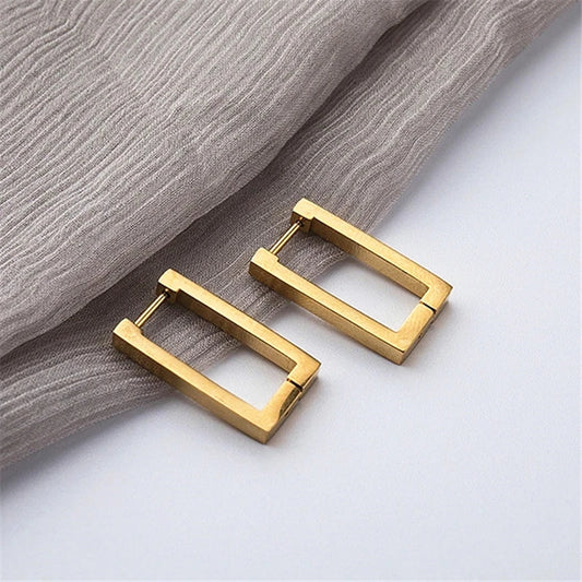 Kshmir Stainless Steel Geometric Earrings Rectangular metal Hoop earrings for Women 2023 New trendy jewelry Gift