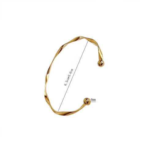 Waterproof Plated Stainless Steel Jewelry Thin Twist Opening Bracelet Bangle for Women Pulsera Acero Inoxidable Mujer