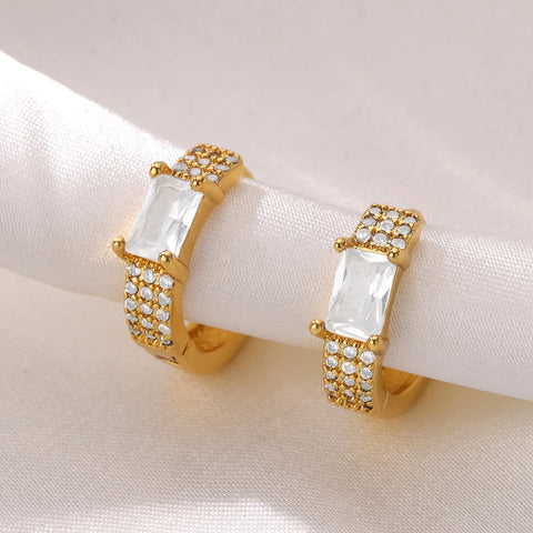 Delicate Zircon Small Hoop Earrings for Women Stainless Steel Gold Color New In Earrings 2024 Trend Wedding Party Jewelry Gift