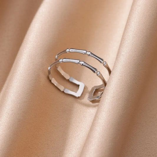 New Minimalist Thin Bamboo Rings For Women Stainless Steel Gold Color Waterproof Female Ring Jewelry Accesorios anillos mujer